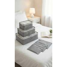 Evsella 6'lı Antrasit Valiz Içi Düzenleyici Set Bavul Içi Organizer Seyahat Hurcu Dolap Çanta Düzenleyici