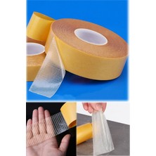 Munico 10 Metre x 5 cm Fiber Çift Taraflı Bant Şeffaf Örgülü Isıya Dayanıklı Extra Güçlü