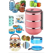 Munico 3 Katlı Pembe Sefer Tası Sıcak & Taze Tutan Yemek Saklama Kabı Taşınabilir Tutacaklı Kilitli Şık Lüx