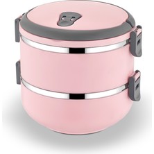 Freshbox 2 Katlı Sızdırmaz Çelik Yemek Termosu-Pudra