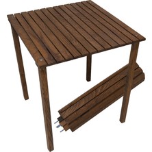 Armes Ev Concept Doğal Ahşap Roll-Up Kamp Masası - 50X50 cm Katlanır Portatif Piknik ve Balkon Masası (Ceviz Renk)