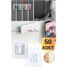 Munico 50 Çift Şeffaf Çift Taraflı Yapışkanlı Geçmeli Klips Eşya Sabitleme Askısı Tablo Askısı Iz Bırakmaz