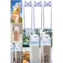 Munico 3 Adet Süt Karton Dayanıklı Su Suyu Şişesi Büyük Kapasiteli Çay Bardağı Şeffaf Plastik Taşınabilir