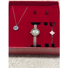 Kadın Saat Kolye Küpe Bileklik Seti | 14 Şubat Sevgililer Günü Hediye Kutulu