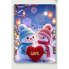 Black-One Sevgililer Günü (Çift Temalı) A5 Metal Spiralli Çizgisiz Kalın Bristol Kapak Çift Temalı Defter