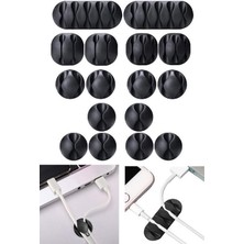 Jetfast 16 Parça Siyah Yapışkanlı Kablo Organizer Düzenleyici Set Kolay Kullanımlı Çok Amaçlı Kablo Tutucu