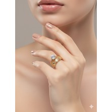 Cemal Demircioğlu 14 Ayar Sarı Altın Alyans ve Tek Taş Birleşik Kadın Yüzük