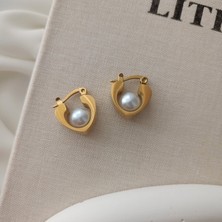 Lente Aksesuar Kadın 316L Paslanmaz Çelik Incili Kalp Küpe - Kararmaz Antialerjik Lüks Çelik Takı