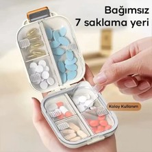 Epilons 7 Bölmeli Hap Kutusu Taşınabilir Hap Saklama Düzenleyici Kilitli Kapaklı Vitamin Kutusu