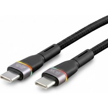 Trendpix 60W Pd Type-C Rgb Led’li Örgülü Hızlı Şarj Kablosu – Data Destekli, Dayanıklı Metal Uç