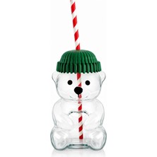 Mihres Ayıcık Cam Pipetli Bardak Kahve Meyvesuyu Bardağı