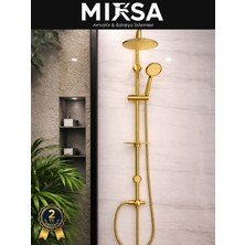 Mixsa Full Gold Lüx Yuvarlak Robot Tepe Duş Seti, Kolay Kurulumlu