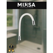 Mixsa Beyaz Renkli Hareketli Slikon Spiral Boru Mutfak Eviye Lavabo Borusu