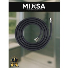 Mixsa Slikonlu Siyah Duş Hortumu Kopmaz Kırılmaz Garantili 1.5 Metre