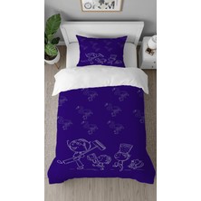 Greendecor Flamingo Okul Desenli Baskılı Özel Tasarımlı Çarşafsız Tek Kişilik Modern Tarz Çocuk Nevresim Takımı