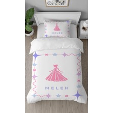 Greendecor Kişiye Özel Isimli Prenses Pembe Desenli Özel Tasarımlı Kişiselleştirilmiş Çarşafsız Nevresim Takımı