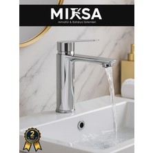 Mixsa Krom Sabit Gövde Lüx Banyo Lavabo Musluğu Bataryası