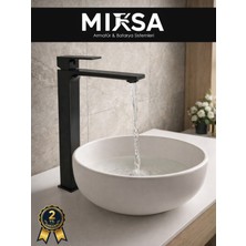 Mixsa Çanak Lavabo Siyah Aç Kapa Banyo Lavabo Musluğu Bataryası