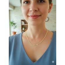 Lia Charm Altın Renk 4 Mm. Italyan Kolye 45 Cm. Zincir Vip Kararmaz Solmaz Çelik Koly