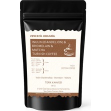 Zencefil Organik Inülin ve Bromelain Coffee Detox Form Kahvesi Karahindiba & Bromelain & Matcha Türk Kahvesi 100 Gr.