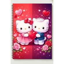 Black-One Sevgililer Günü (Hello Kitty Temalı) A5 Metal Spiralli Çizgisiz Kalın Bristol Kapak Hello Kitty Def.