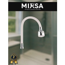 Mixsa Beyaz Spiralli Oynar Başlıklı Fonksiyonlu Mutfak Eviye Batarya Borusu