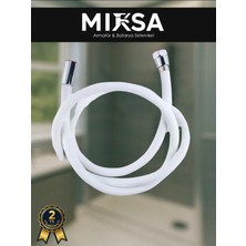 Mixsa Slikonlu Beyaz Duş Hortumu Kopmaz Kırılmaz Garantili 1.5 Metre