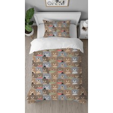 Greendecor Ayıcık Sevimli Oyuncak Desenli Baskılı Özel Tasarımlı Çarşafsız Modern Tarz Şık Çocuk Nevresim Takım