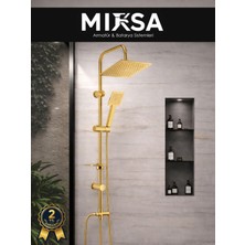 Mixsa Full Gold Lüx Kare Robot Tepe Duş Seti, Kolay Kurulumlu