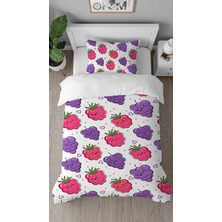 Greendecor Böğürtlen Ahududu Meyve Desenli Baskılı Özel Tasarımlı Çarşafsız Modern Şık Çocuk Nevresim Takım