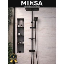 Mixsa Full Siyah Lüx Robot Tepe Duş Seti, Geniş Yağmurlama Başlığı ve Şık Tasarım, Garantili