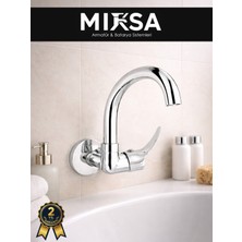 Mixsa Duvardan Tek Su Çıkışlı Pipo Köşe Borulu Lavabo-Eviye Bataryası Çeşmesi Musluğu