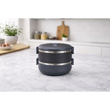 Freshbox 2 Katlı Sızdırmaz Çelik Yemek Termosu-Gri