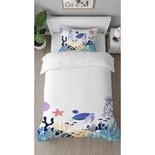 Greendecor Deniz Yıldızı Okyanus Pembe Desenli Dijital Baskılı Özel Tasarım Çarşafsız Şık Çocuk Nevresim Takımı