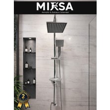 Mixsa Krom Kare Robot Tepe Yağmurlamalı Banyo Duş Seti