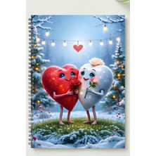 Black-One Sevgililer Günü (Çift Temalı) A5 Metal Spiralli Çizgisiz Kalın Bristol Kapak Çift Temalı Defter