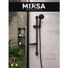 Mixsa Siyah Sürgülü Duş Seti – 5 Fonksiyonlu, Geniş Başlıklı, Ayarlanabilir Duş Sistemi Duş Başlığı