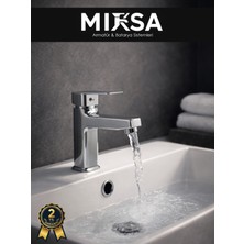 Mixsa Krom Kare Sabit Banyo Lavabo Musluğu Bataryası