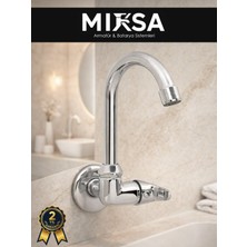 Mixsa Duvardan Tek Su Çıkışlı Pipo Baston Borulu Lavabo-Eviye Bataryası Çeşmesi Musluğu