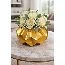 Gold Geometrik Tasarım Dekoratif Vazo Iskandinav