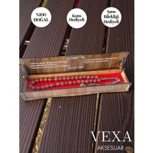 Vexa Aksesuar Lal Garnet Doğal Taş Tesbih – Ahşap Kutu Hediyeli