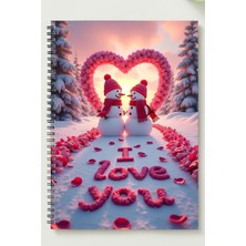 Black-One Sevgililer Günü (Çift Temalı) A5 Metal Spiralli Çizgisiz Kalın Bristol Kapak Çift Temalı Defter