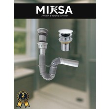 Mixsa Lüx Sifon Pop-Up Krom Kaplama Bas-Stop Körüklü Lavabo Eviye Sifonu