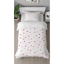Greendecor Pembe Desenli Dijital Baskılı Özel Tasarımlı Çarşafsız Tek Kişilik Modern Nevresim Takımı