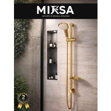 Mixsa Gold Sürgülü Duş Seti – 5 Fonksiyonlu, Geniş Başlıklı, Ayarlanabilir Duş Sistemi Duş Başlığı