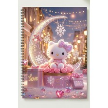 Black-One Sevgililer Günü (Hello Kitty Temalı) A5 Metal Spiralli Çizgisiz Kalın Bristol Kapak Hello Kitty Def.