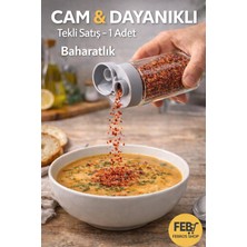 Febros Baharatlık 1 Adet Cam Dayanıklı Tuz Pulbiber Kekik Susam Baharatlığı
