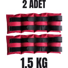 1.5 kg x 2 Adet Toplam 3 kg El ve Ayak Bilek Ağırlığı Kas Güçlendirici Kum Ağırlık Torbası Seti Bordo