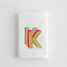 Ge Living K Harfi Nakışlı El Havlusu 30X50 cm | Kişiye Özel Misafir Havlusu