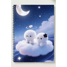 Black-One Sevgililer Günü (Çift Temalı) A5 Metal Spiralli Çizgisiz Kalın Bristol Kapak Çift Temalı Defter